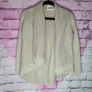UGG WOMENS ANGLED SHAWL CARDIGAN TEXTURED COTTON CASHMERE KNIT XS